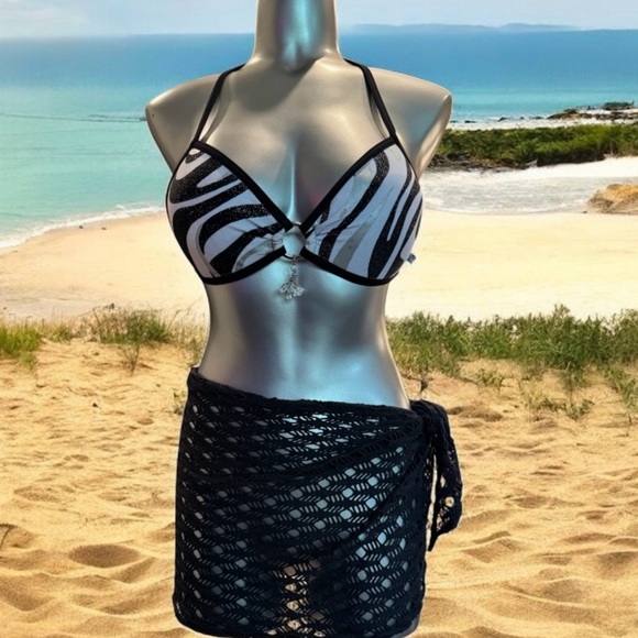 💟🇨🇦Vintage Chic Black Crochet Swim Coverup - Picture 8 of 13